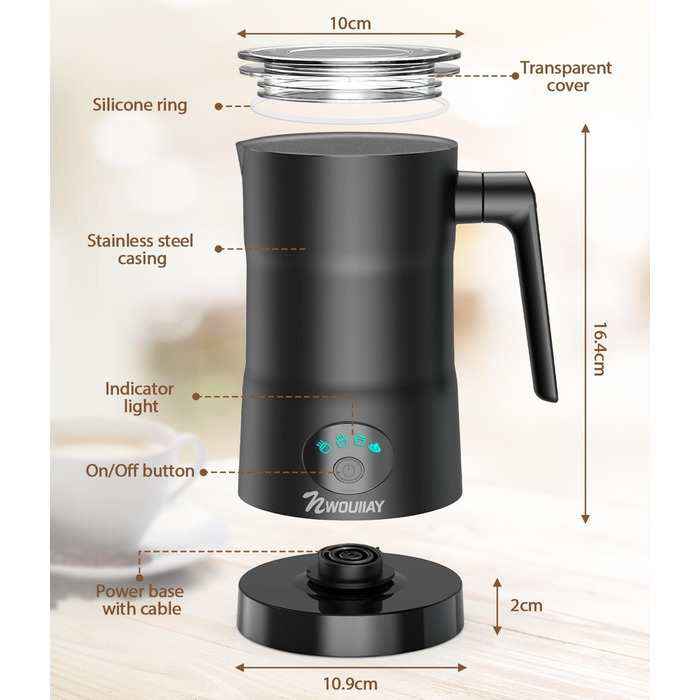 Вт піноутворювач для молока електричний 4 в 1 Автоматичний піноутворювач для підігріву молока з антипригарним покриттям Автоматичн