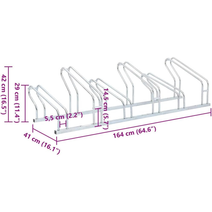 Велосипедна стійка, Підставка для 6 велосипедів, Велосипедна підставка Окремо стояча, Багатостендова підлогова стійка Велосипедна стійка, Оцинкована сталь