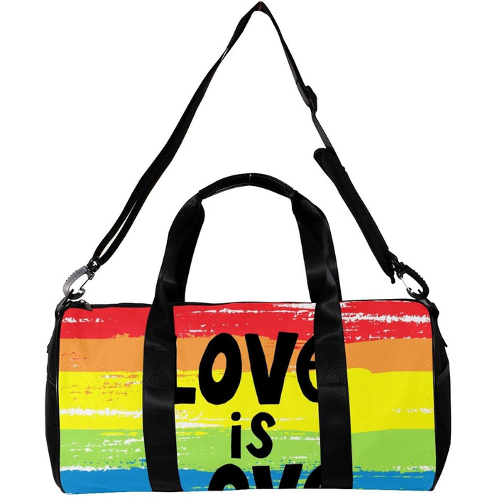 Спортивна сумка, маленька дорожня сумка, сумка для шопінгу та йоги, Любов це любов, сумка для фітнесу з барвистими смугами, ручна поклажа