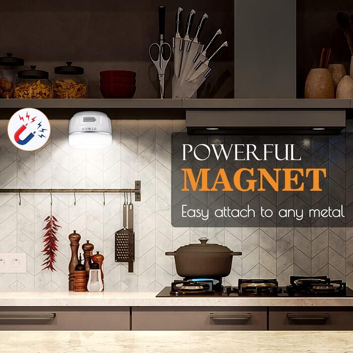 В-1 акумуляторний кемпінговий ліхтар та портативний зарядний пристрій 5200 мАг - захист IP65, надзвичайно яскравий магнітний світлодіодний ліхтар для кемпінгу, роботи в наметі на свіжому повітрі, походів, надзвичайних ситуацій, білого кольору, 2-