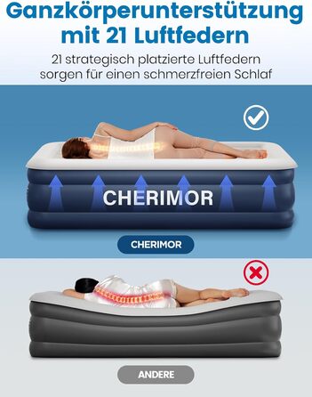 Самонадувальний надувний матрац, надувне ліжко для 1 особи, герметичне самонадувальне надувне ліжко з вбудованим насосом за 2 хвилини, надувний матрац для дому та гостьового ліжка 190x99x46 см, одномісний