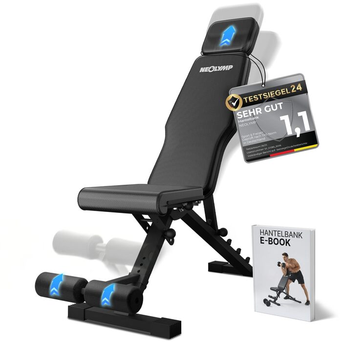 Силова лава NEOLYMP для домашнього використання, вантажопідйомність до 450 кг, складна та регульована, чохол під карбон із 72 варіантами регулювання, включаючи доступ до електронної книги та додатку ідеально підходить для жиму лежачи та силових тренувань.