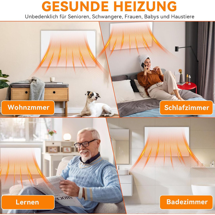 Інфрачервоний обігрівач 500 Вт, енергозберігаючий інфрачервоний настінний обігрівач для площі 5-10 м, електричний обігрівач із захистом від перегріву, сертифікований TV SD, 703x603 мм, 500 Вт з механічним вимикачем