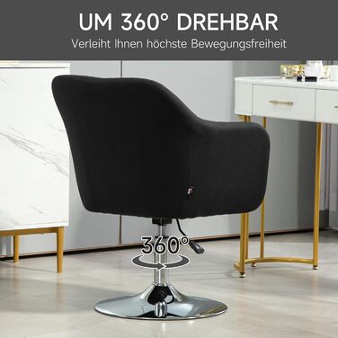 Крісло HOMCOM для вітальні, крісло для відпочинку з металевим каркасом, крісло для читання з лляним виглядом, м&39яке крісло для спальні, вітальні, чорне, імітація чорного льону