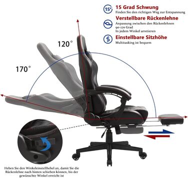 Ігровий стілець Dowinx Офісний стілець Ергономічний стілець для ПК з масажною поперековою підтримкою, гоночний стілець зі шкіри PU