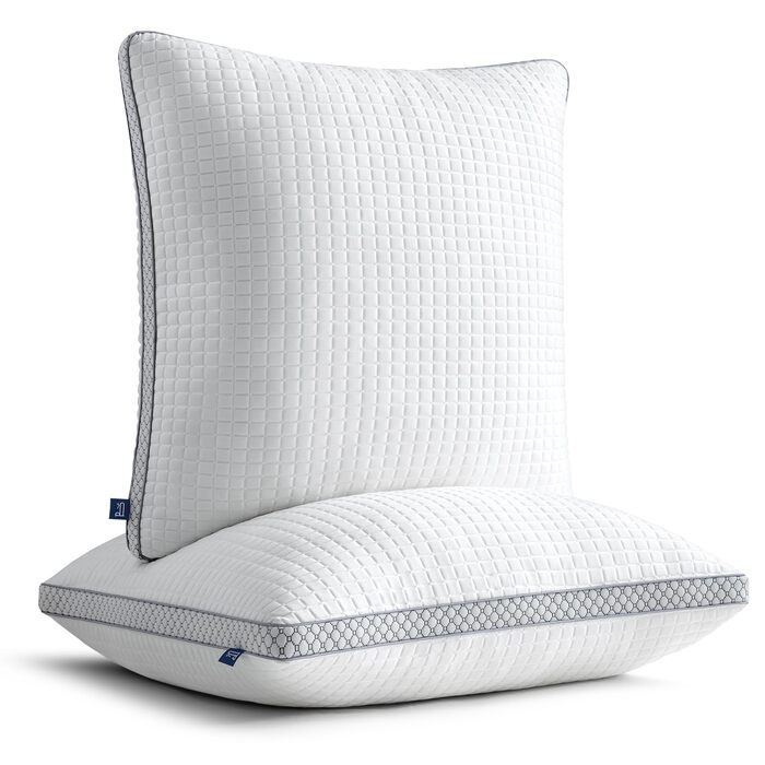 Подушка BedStory 80x80 зі знімним чохлом, регульованим наповнювачем з волокна, готельна подушка на блискавці, комплект з 2 подушок з мікрофібри 1500 г, подушка для шиї, яку можна прати, для алергіків 80x80 см