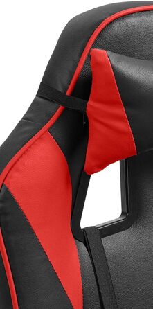 Офісне крісло CLP Orkney Ергономічне ігрове крісло з оббивкою зі штучної шкіри Робоче крісло з регульованою спинкою та підголівником, колір чорний/червоний
