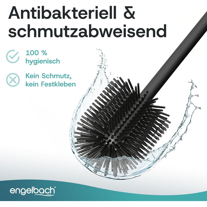 Чорна силіконова щітка для унітазу Engelbach з ручкою та тримачем з нержавіючої сталі Антибактеріальний дизайн Сучасний тримач для щітки для унітазу