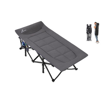 Розкладне ліжечко/гостьове ліжко Sportneer, до 204 кг, 20079 см, туристичне ліжко, розкладне ліжечко для кемпінгу, подорожей, використання в приміщенні, на вулиці, на пляжі та в саду, більший розмір 200 x 79 x 50 см, сірий