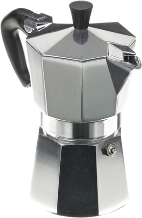 Культова еспресо-кавоварка для плити, готує справжню італійську каву, кавник мока 4 чашки (190 мл), алюміній, срібло