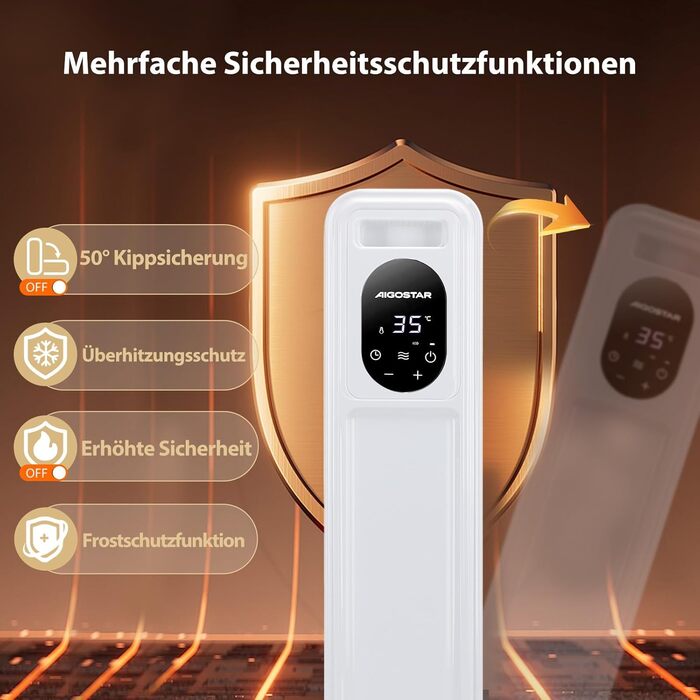 Енергозберігаючий масляний радіатор потужністю 2500 Вт з пультом дистанційного керування, 13 ребрами, розумний термостат, 3 режими нагріву, 24-годинний таймер, світлодіодний дисплей, захист від перекидання та перегріву, портативний електричний обігрівач з