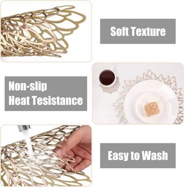 Набір з 6 круглих ПВХ-килимків, що миються Килимок миється Килимки круглі, термостійкі 38 см Килимок миється нековзний Килимок зол