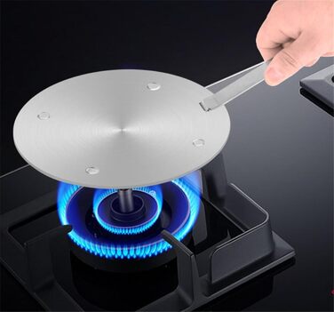 Пластина перетворювача індукційної плити, пластина індукційного адаптера Lifenergric, пластина для розподілу тепла з нержавіючої сталі зі знімною ручкою для верхньої частини газової плити, 20,1 см 7,9 дюйма