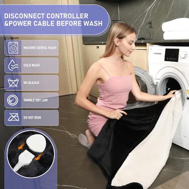 Ковдра з підігрівом та автоматичним вимкненням, 130x180 см, 10 налаштувань температури, 8-годинний таймер автоматичного вимкнення, захист від перегріву, фланелева ковдра з підігрівом, можна прати в пральній машині, для дому та офісу, темно-сіра, 130 x 180