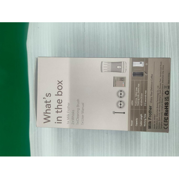 Електричний спінювач молока, HAPPHOOH 4-в-1, швидкий спінювач гарячого та холодного молока, з 2 віночками, контейнер для молока з
