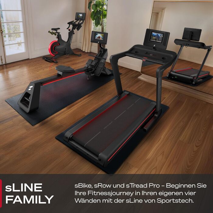 Гребний тренажер преміум-класу Sportstech sRow/10 дюймів/Lite для домашнього використання сенсорний дисплей/ручка - якісний німецький бренд - додаток з тренуваннями та курсами тренувань, складний гребний тренажер зі світлодіодною технологією, домашній спо