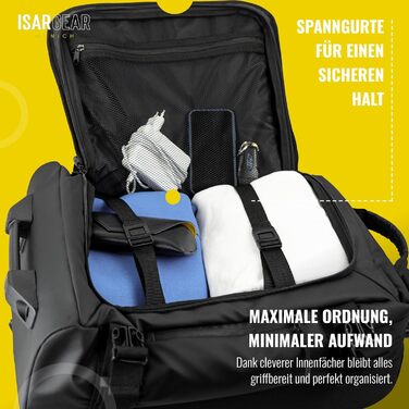 Маленька валіза Isar Gear з 2 колесами (50x35x20 см) - Легка 20-футова тканинна дорожня валіза - Візок для ручної поклажі - Валіза з м&39якою оболонкою (тканинна валіза Softcase) чорного кольору з колесами, висота 50 см