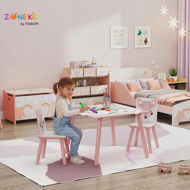 Дитячий стіл з 2 стільцями, 3-предметний дитячий комплект сидіння з мотивом тварин, комплект дитячого столу та стільців, комплект дитячих меблів для сидіння в дитячих кімнатах, для дітей 3-8 років, рожевий