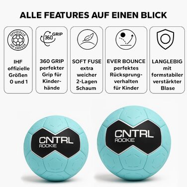 Гандбольний м&39яч для новачків CHAIZ CNTRL Без смоли Ідеальний розмір для дітей (розмір 0/1) Максимальне зчеплення та м&39який дотик Ідеально підходить для школи, тренувань та клубу Синій 1
