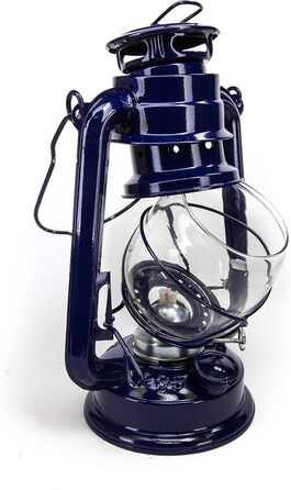Газова лампа 30 см, синя, з порошковим покриттям, скляна, штормовий ліхтар, кемпінгова