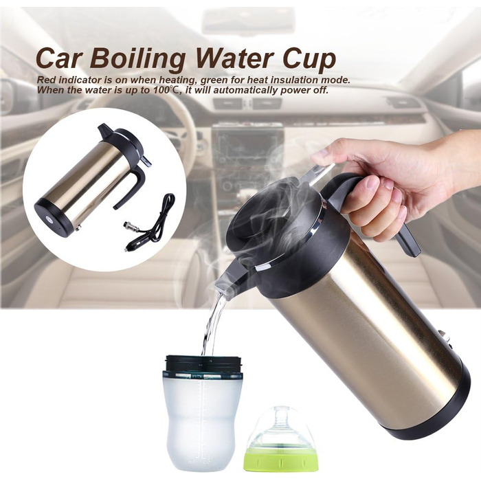 Мл, автомобільний чайник, 12 В, портативний чайник в автомобілі, скороварка з нержавіючої сталі, електрична кружка з підігрівом, д
