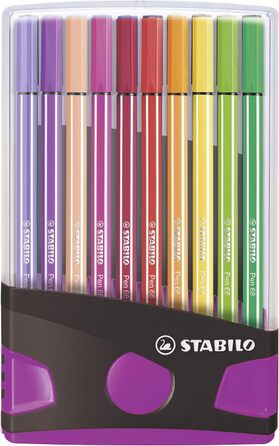 Фломастер преміум-класу - STABILO Pen 68 ColorParade - 20 серветок в - з 20 різними кольорами (антрацитовий/рожевий)