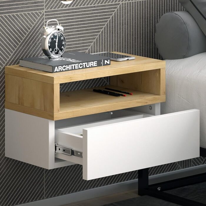 Тумба приліжкова Vicco Urbano, дуб золотистий/білий, 45 x 28 см Коричнева одномісна