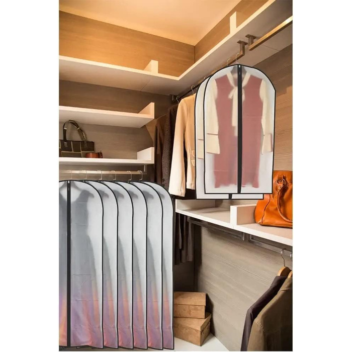 Підвісні сумки для одягу, 12 шт., дихаючі чохли для костюмних сумок із застібкою-блискавкою, сумки для одягу з PEVA, водонепроникні сумки для одягу, сумки для пальто, водонепроникні сумки для суконь, для зберігання в гардеробі та подорожей, чохли для паль