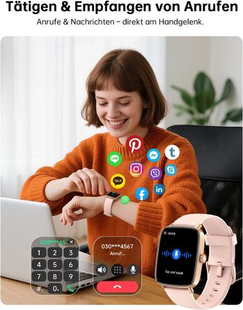 Жіночий смарт-годинник Gydom з функцією телефону 1,85 дюйма HD 2 браслети фітнес-годинник фітнес-трекер серцевого ритму/SpO2/сон/IP68 водонепроникний спортивний годинник крокомір для Android iOS рожевий 1,85 рожевий