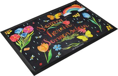 Килимок для дверей Mr. & Mrs. Panda &quotCome In Sunshine&quot 40 x 60 см - Подарунок, Позитивний вислів, Ніч, Килимок для дверей, Мудрість, Мотивація, Килимок для бруду, Прикраса, Килимок для лову бруду, Квіти, Килимок для дверей Чорний 40 x 60 см (Прямо