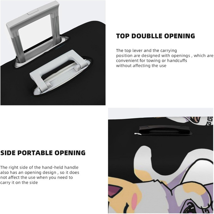 Чохол для валізи ZORIN, аніме-стиль Котик їсть рамен, захисний, водостійкий, для валіз розміром 45.7 - 81.3 см (XL)