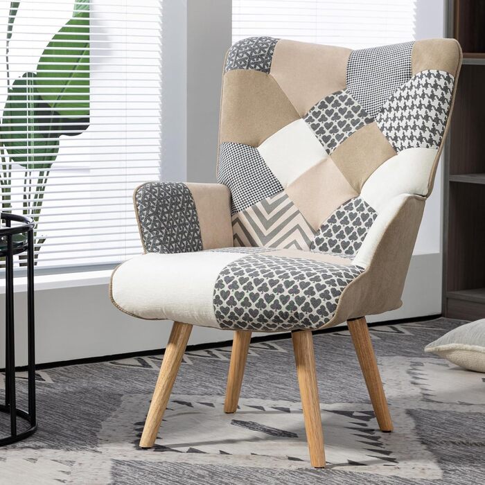 Крісло-реклайнер, лляне крісло-гойдалка з ніжками з масиву дерева, крісло-підголовник для вітальні, спальні, куточка для читання, сірий