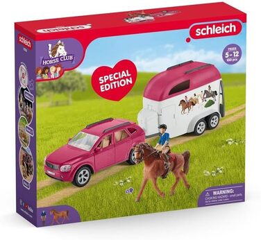 Автомобіль Schleich з причепом для коня, в комплекті 1 кінь, набір ігрових фігурок для дітей від 5 років і старше