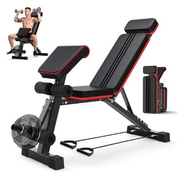 Складана багатофункціональна силова лава, регульована спинка в 7 положеннях/регульована подушка сидіння в 3 положеннях, вантажопідйомність 400 кг, регульований кут нахилу для тренувань вдома або в спортзалі