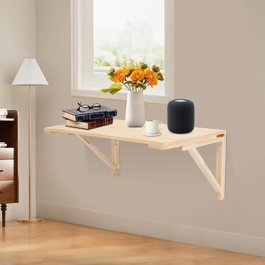 Настінний розкладний стіл, соснова деревина, розкладний верстак, плаваючий стіл для балкону, офісу, ванної кімнати, каравану, складу (80 * 50 см) 80*50 см