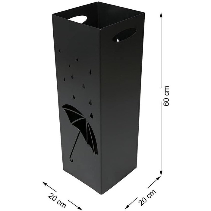 ЯкДомашня чорна підставка для парасольки 60x20x20 см Парасолька-підставка для дому, офісу та гардеробів Підставка для парасольок на горищі Стійка підставка для парасольки