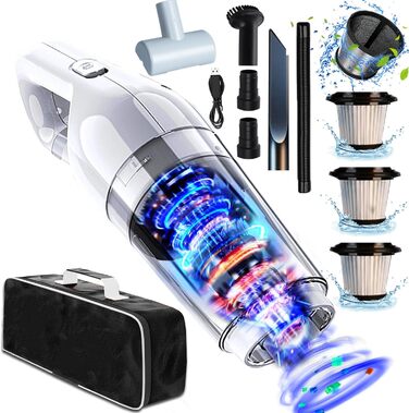 Ручний пилосос, 18000/15000Pa Акумулятор 6000mAh Безмішковий Мокрий Сухий Тест Переможець Автомобільний пилосос 2-ступінчастий всм