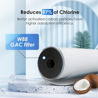 Система фільтрації води Waterdrop для всього будинку з фільтром з активованого вугілля та фільтром від осаду, 5-ступенева фільтрація, значно зменшує свинець, хлор, запах і смак, 2-ступенева 5 мікрон WD-WHF21-PG