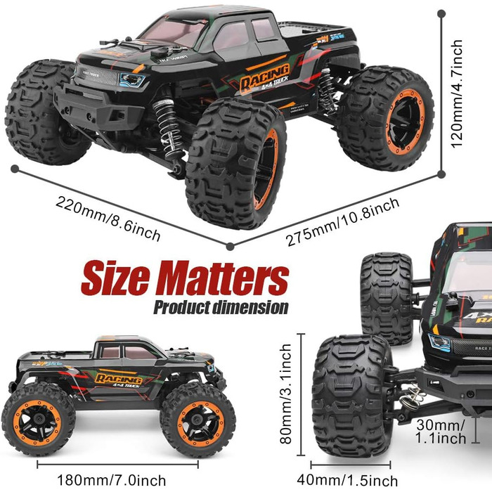 Дистанційно керований автомобіль 116 RC Monster Truck, водонепроникний RTR All Terrain RC Car 36 км/год, дистанційно керована іграшка для дітей та дорослих