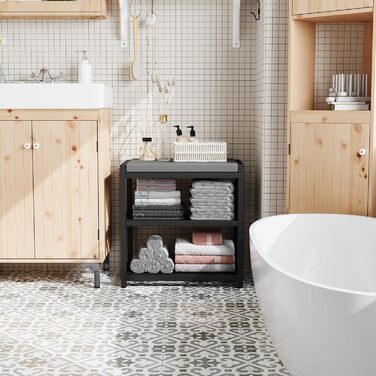 Лавка для взуття ZHOOGE із сидінням, лавка для зберігання, полиця для взуття з 2 дротяними полицями для передпокою, коридору, вітальні, металевий каркас, вантажопідйомність до 150 кг, 47 x 30 x 43 см, чорний