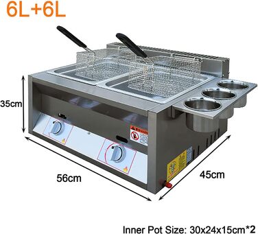 Газова фритюрниця, комерційна фритюрниця з нержавіючої сталі з високою місткістю, професійна кухонна машина для смаження на газових стільницях, подвійна фритюрниця для ресторану, домашньої кухні