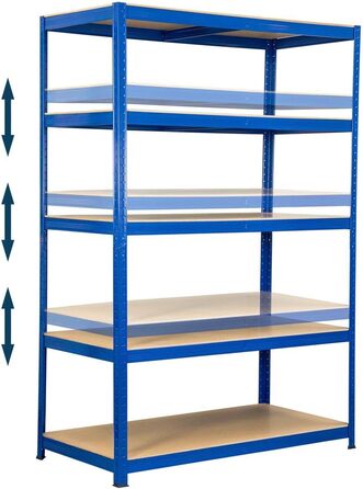 Засоби безпеки SCHMIDT Міцний стелаж 180x120x60 см Безригельний стелаж 275 кг на полицю Вантажопідйомність стелажів для зберігання 1375 кг 180 x 120 x 60 см В x Ш x Г