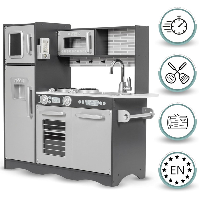 Дитяча іграшкова кухня зі світлодіодним спалахом, дерев'яна дитяча іграшка, рольові кухонні аксесуари, включаючи рольову кухню для