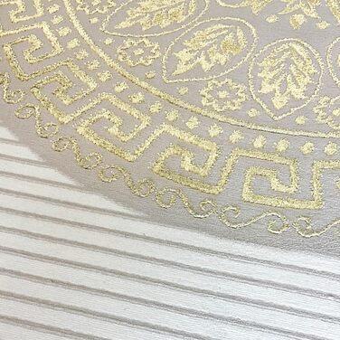 Килим для вітальні спальні меандр короткий ворс чарівний благородний орнамент східний блискучий величезний XXL крем-золото 240 х 3