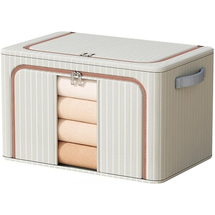 Складаний ящик для зберігання з тканини Оксфорд, велика місткість, 100 л, органайзер для одягу з фронтальним отвором та посиленою сталевою рамою для ковдр та предметів домашнього вжитку, чорний (синій, 100 л, 60 x 42 x 40 см)