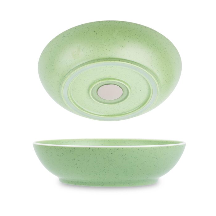 Магнітні миски для їжі silwy DOLOMIT Набір з 2 шт. Ø 20 см Магнітні пластикові миски з протиковзким кільцем Для автофургонів, кемпінгу та човнів Стійкі до ударів, легкі та не деренчать Зроблено в Німеччині, зелені