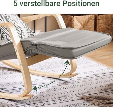 Крісло-гойдалка SoBuy з подушкою, крісло-гойдалка з підголівником та регульованою підставкою для ніг, відкидне крісло - сіре FST16-DG темно-сіре