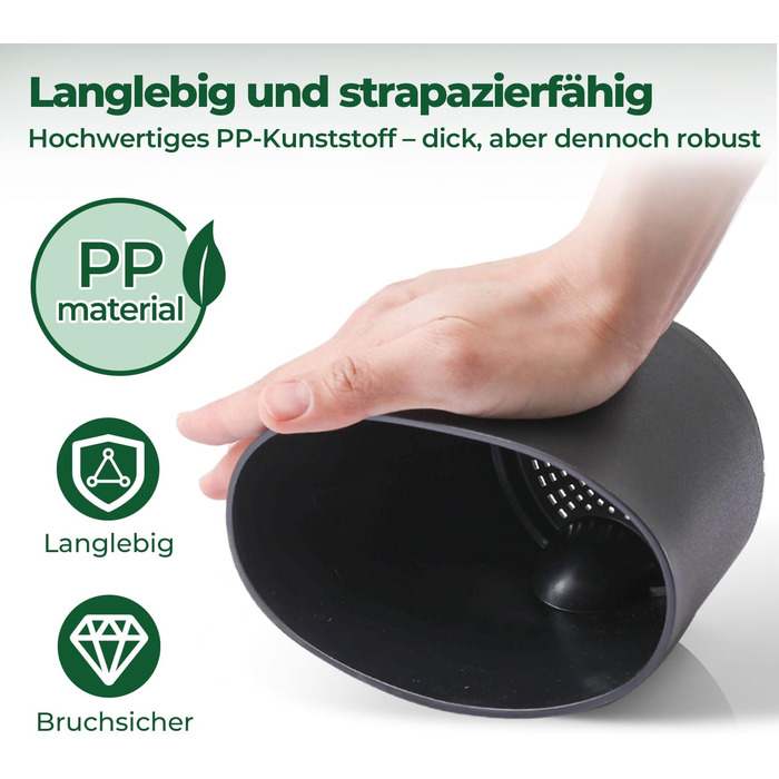 Пластиковий квітковий горщик T4U 16,5 см з системою поливу, набір із 6 самополивних кашпо з блюдцями, круглі кашпо для кімнатних та балконних садових рослин, сукулентів, кактусів, чорний 16,5 см чорний