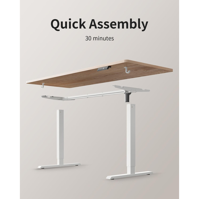 Стіл FEZIBO з регульованою висотою, цільна стільниця, 120 x 60 см, стіл з регульованою висотою та портами зарядки USB-A та USB-C, стіл для роботи сидячи та стоячи для домашнього офісу, стіл для роботи стоячи, дуб 120 x 60 см
