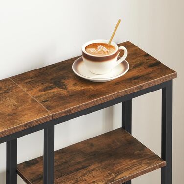 Вузький консольний столик HOOBRO, бічний столик 75 см, столик для передпокою, невеликий столик для демонстрації, диван-столик для невеликих приміщень, для входу, передпокою, вінтажний коричнево-чорний EBF79XG01 Вінтажний коричневийчорний